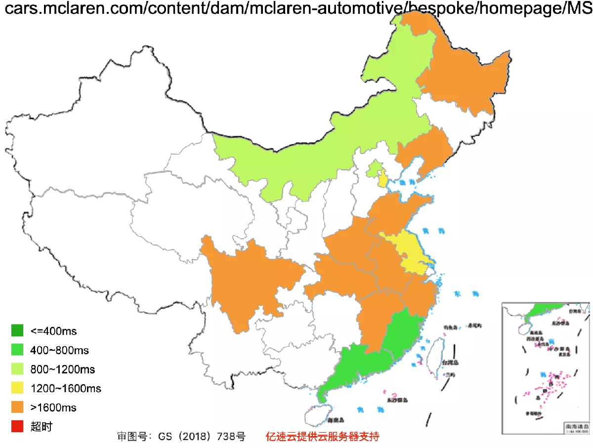 McLaren's websites speed test across China