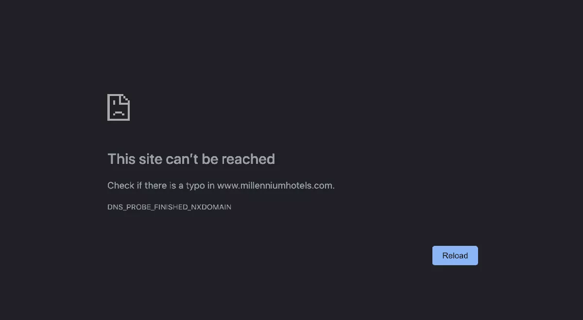 The website cannot be reached by the user