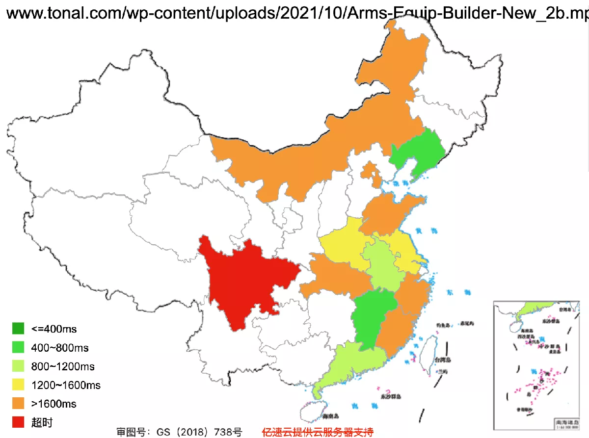 Tonal.com's speed test across China