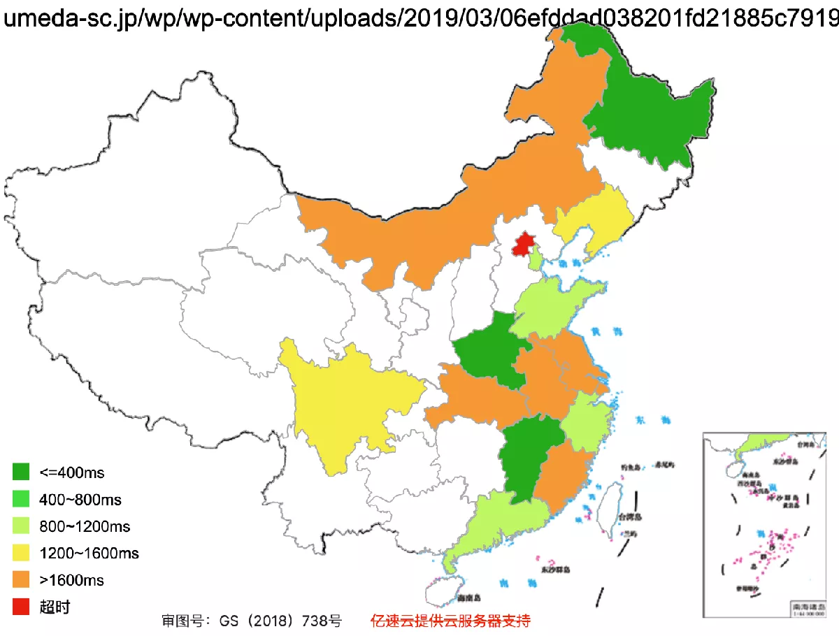 UMEDA's websites speed test across China