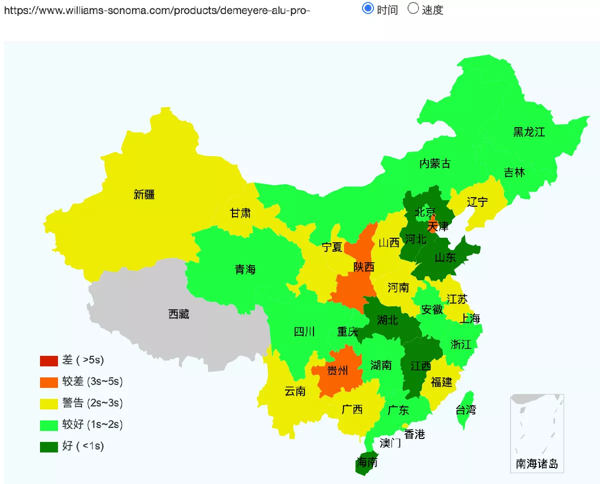 Williams-Sonoma' websites speed test across China